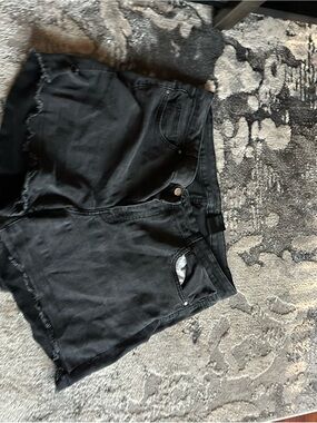 High-Rise Black Denim Cutoff Shorts
